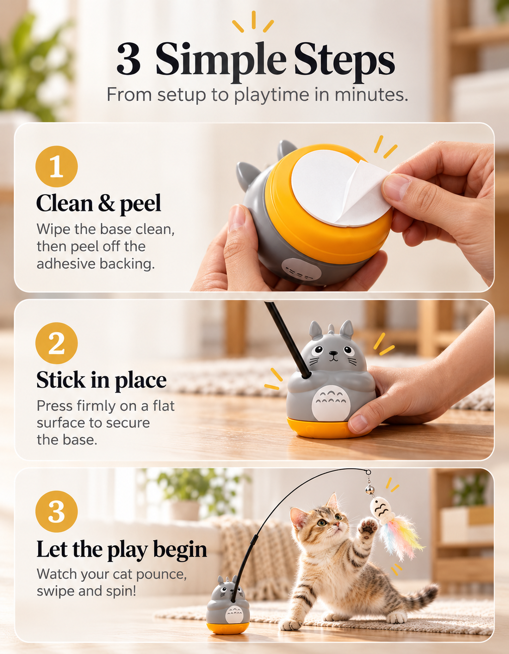 WhiskerSpin™ Rotating Cat Teaser Wand