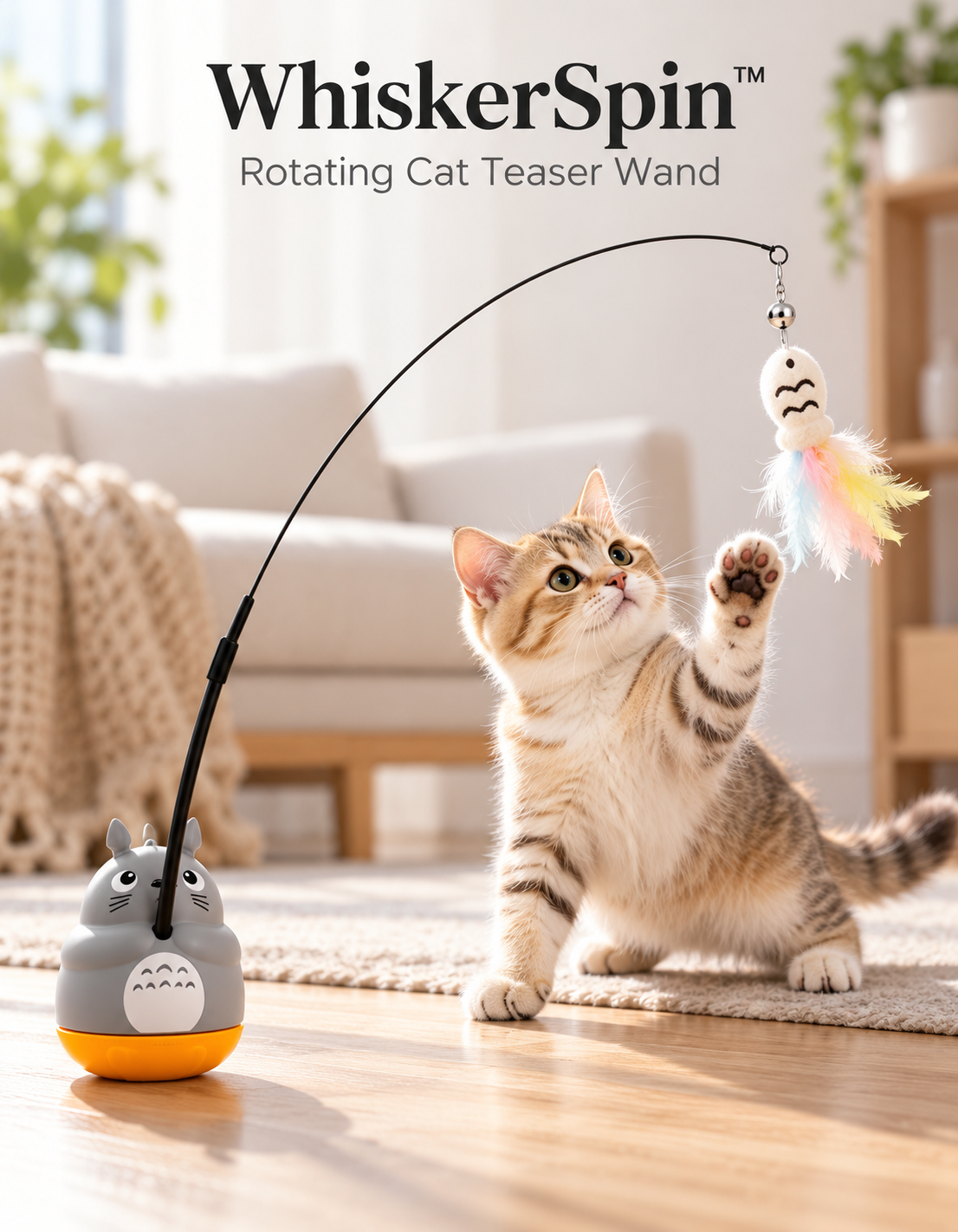 WhiskerSpin™ Rotating Cat Teaser Wand